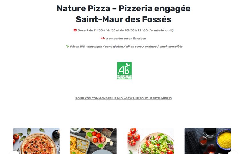 Aperçu du site Nature Pizza