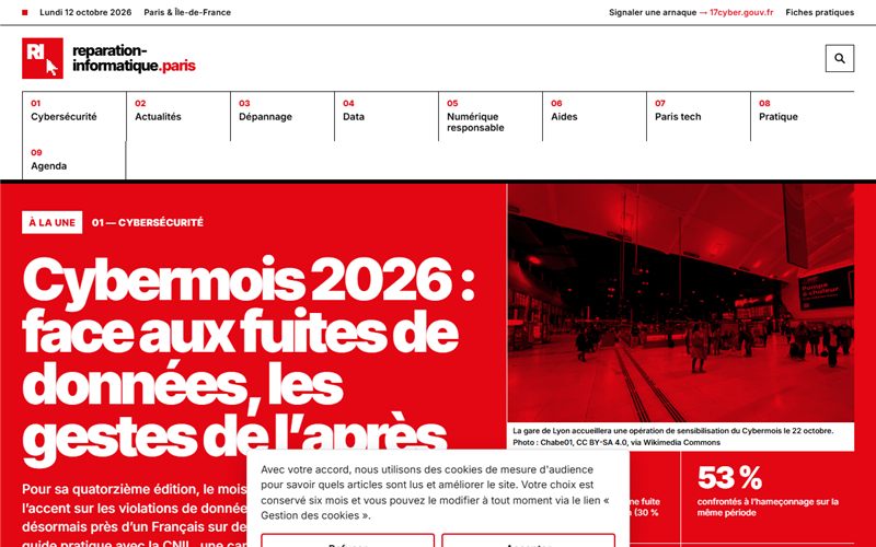 Aperçu du site Réparation Informatique Paris