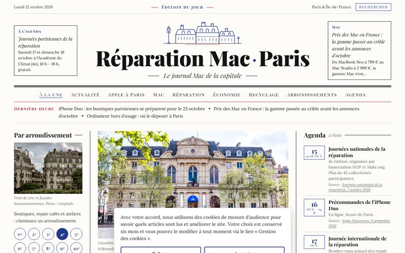 Aperçu du site Réparation Mac Paris