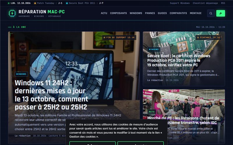 Aperçu du site Réparation Mac PC
